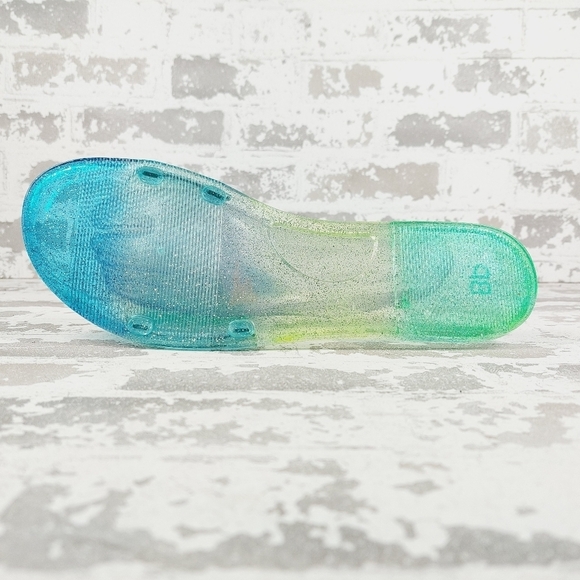 BP. Blue & Green Clear Single Strap Slippers Sandals V637 - Picture 8 of 11